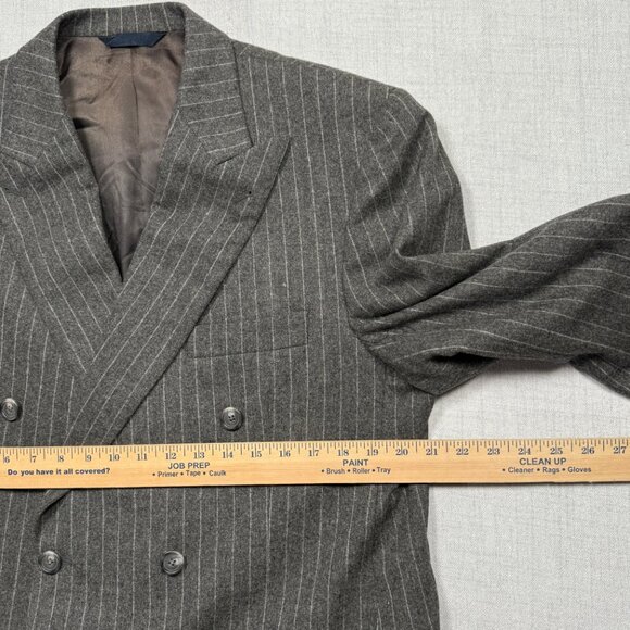 VTG Burberry London Kensington Pinstripe Blazer Wool Double Breasted 42 Reg - Picture 9 of 13